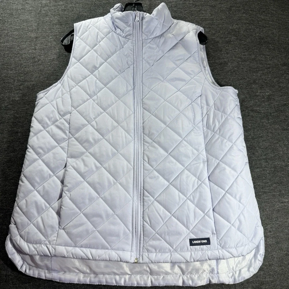 Lands' End Puffer Vest Womens Medium Packable Lightweight Quilted Pockets Preppy - Picture 3 of 7
